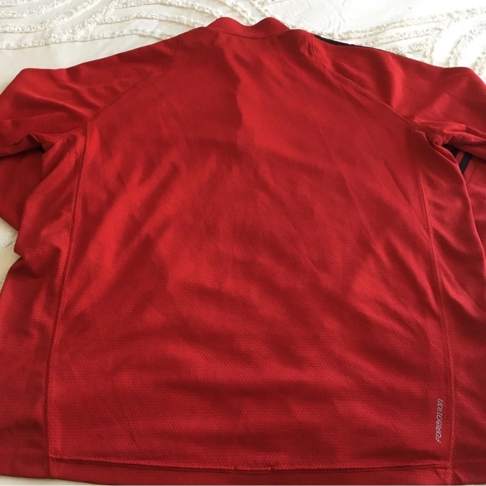 Adidas Red 1/4 Zip Pullover with Black Shoulder Stripes